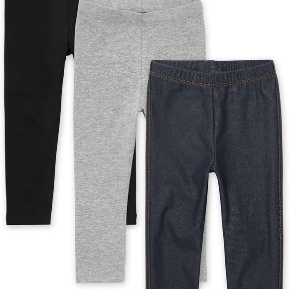 5T Baby Girls' Capris in Black, Gray & Indigo - Soft Jersey Leggings Pack - Picture 1 of 3